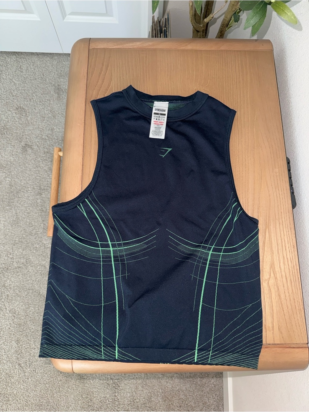 Gymshark Black Tank Top with Green Line Accents